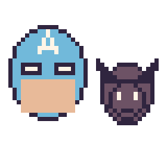 Pixel art Captain America et Black Panther mini, grille 40 × 40