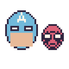 Pixel art Captain America et Deadpool mini, grille 40 × 40