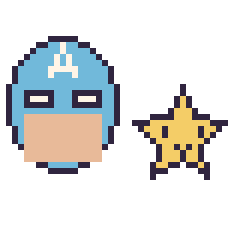 Pixel art Captain America et Étoile kawaii 16 × 16, grille 40 × 40