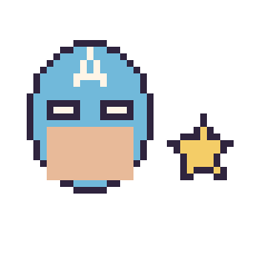 Pixel art Captain America et Étoile simple 10 × 10, grille 40 × 40