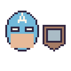 Pixel art Captain America et Bouclier Minecraft 16 × 16, grille 40 × 40