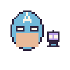 Pixel art Captain America et Robot simple 10 × 10, grille 40 × 40