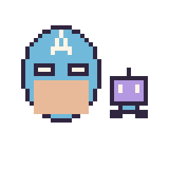 Pixel art Captain America et Robot simple 12 × 12, grille 40 × 40
