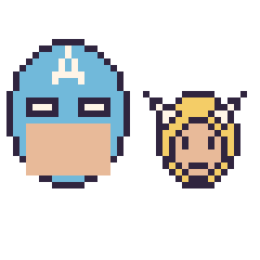 Pixel art Captain America et Thor mini, grille 40 × 40