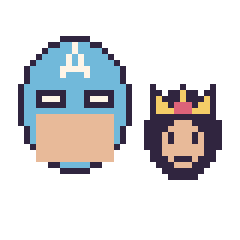 Pixel art Captain America et Wonder Woman mini, grille 40 × 40
