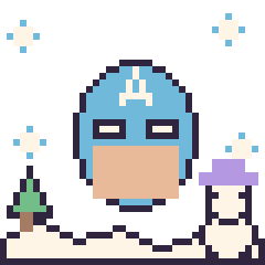 Pixel art Captain America en hiver, grille 40 × 40