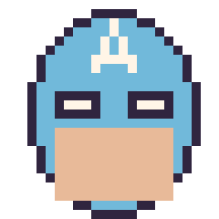 Pixel art Captain America, grille 24 × 24