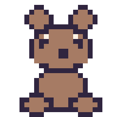 Pixel art Capybara assis, grille 24 × 24