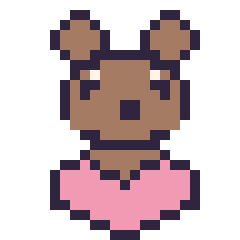 Pixel art Capybara avec un cœur, grille 24 × 24