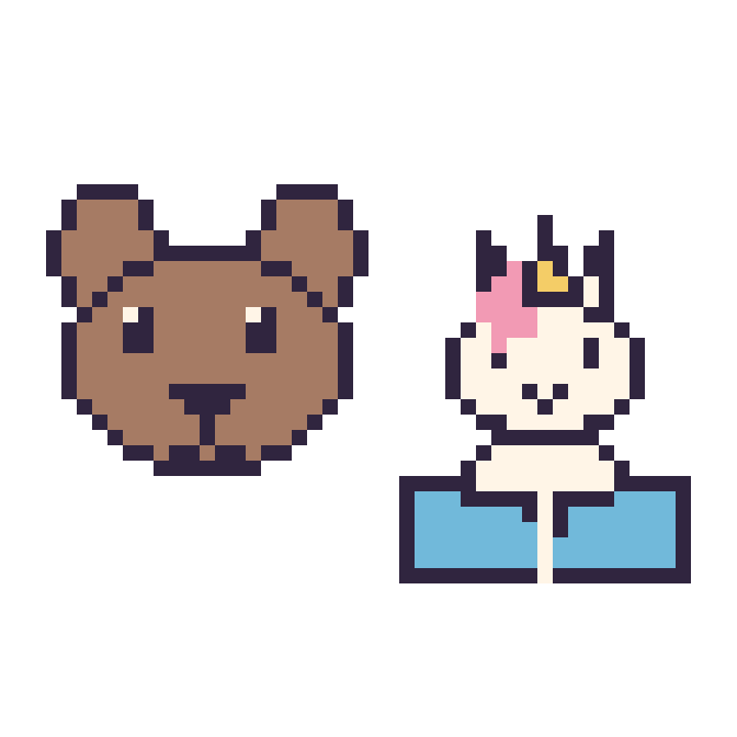 Modèle de pixel art Capybara et Licorne avec un livre sur une grille de 48 par 48 cases