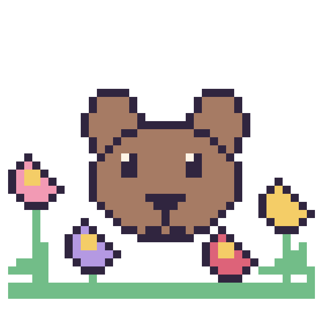Modèle de pixel art Capybara dans le jardin sur une grille de 40 par 40 cases