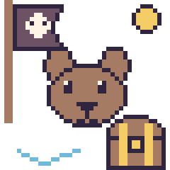 Pixel art Capybara en aventure pirate, grille 40 × 40
