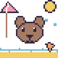 Pixel art Capybara à la plage, grille 40 × 40