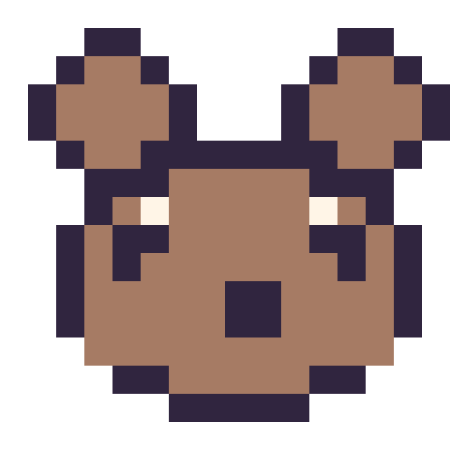 Modèle de pixel art Capybara : portrait facile sur une grille de 16 par 16 cases