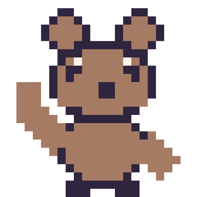 Modèle de pixel art Capybara qui fait coucou sur une grille de 24 par 24 cases