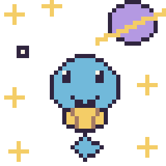 Pixel art Carapuce dans l’espace, grille 40 × 40