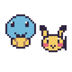Pixel art Carapuce et Pikachu mini, grille 40 × 40