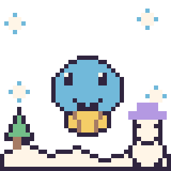 Pixel art Carapuce en hiver, grille 40 × 40