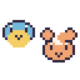 Pixel art Carapuce mini et Teddiursa mini, grille 32 × 32