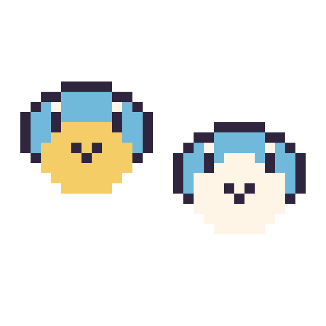 Modèle de pixel art Carapuce mini et Tiplouf mini sur une grille de 32 par 32 cases