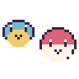 Pixel art Carapuce mini et Voltorbe mini, grille 32 × 32