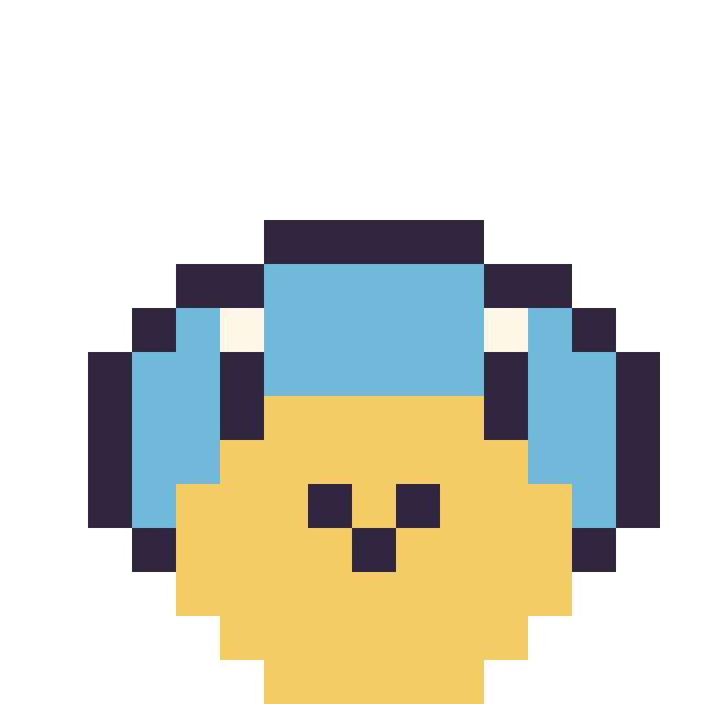Modèle de pixel art Carapuce mini 16 × 16 sur une grille de 16 par 16 cases