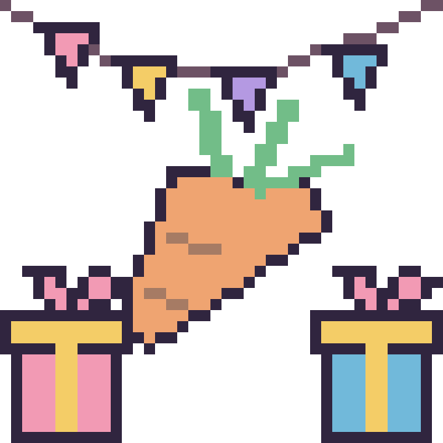 Modèle de pixel art Carotte pour un anniversaire sur une grille de 40 par 40 cases