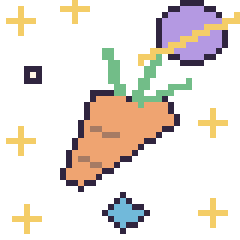 Pixel art Carotte dans l’espace, grille 40 × 40