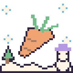 Pixel art Carotte en hiver, grille 40 × 40