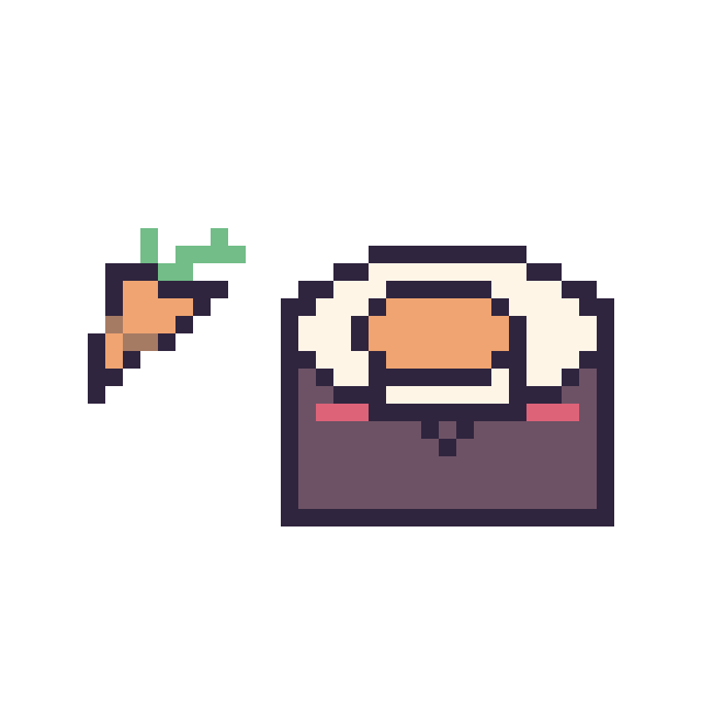 Modèle de pixel art Carotte simple 10 × 10 et Sushi kawaii sur une grille de 40 par 40 cases