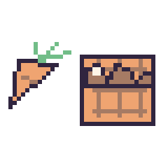 Pixel art Carotte simple 16 × 16 et Gaufre au chocolat, grille 40 × 40