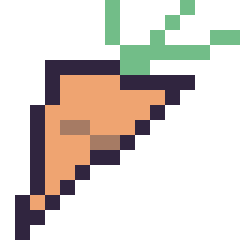 Pixel art Carotte simple 16 × 16, grille 16 × 16