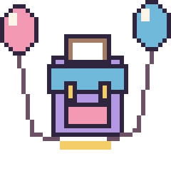 Pixel art Cartable avec des ballons, grille 40 × 40