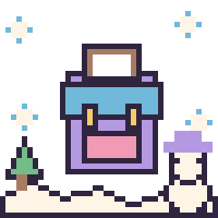 Pixel art Cartable en hiver, grille 40 × 40