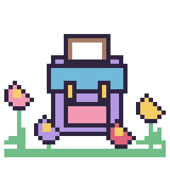 Pixel art Cartable dans le jardin, grille 40 × 40