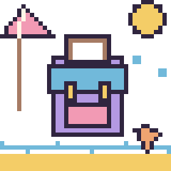 Pixel art Cartable à la plage, grille 40 × 40