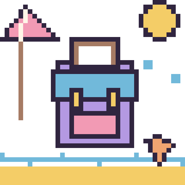 Modèle de pixel art Cartable à la plage sur une grille de 40 par 40 cases