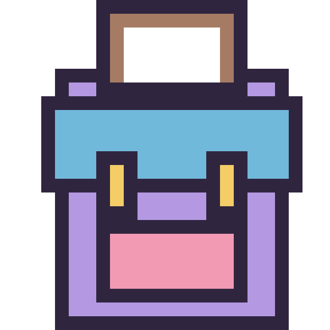 Modèle de pixel art Cartable sur une grille de 24 par 24 cases