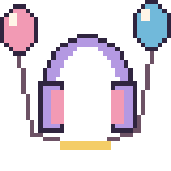 Pixel art Casque audio avec des ballons, grille 40 × 40