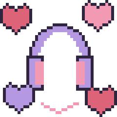 Pixel art Casque audio avec des cœurs, grille 40 × 40