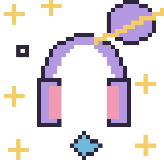 Modèle de pixel art Casque audio dans l’espace sur une grille de 40 par 40 cases