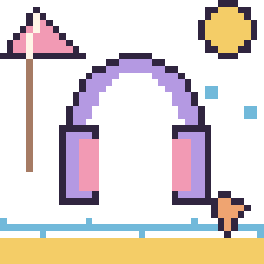 Pixel art Casque audio à la plage, grille 40 × 40