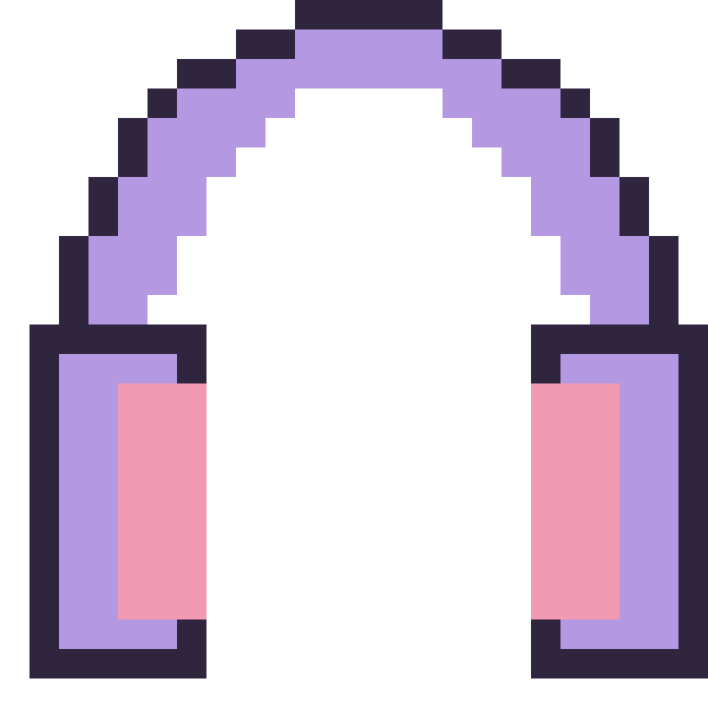 Modèle de pixel art Casque audio sur une grille de 24 par 24 cases