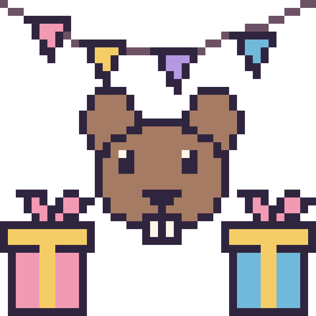 Modèle de pixel art Castor pour un anniversaire sur une grille de 40 par 40 cases