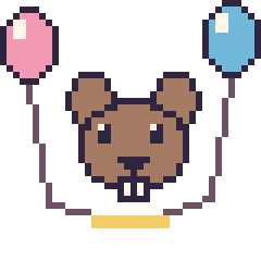 Pixel art Castor avec des ballons, grille 40 × 40
