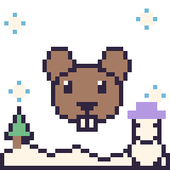 Pixel art Castor en hiver, grille 40 × 40