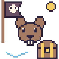 Pixel art Castor en aventure pirate, grille 40 × 40