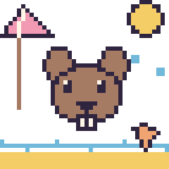 Pixel art Castor à la plage, grille 40 × 40