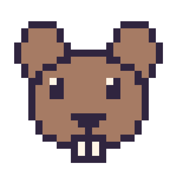 Modèle de pixel art Castor sur une grille de 24 par 24 cases