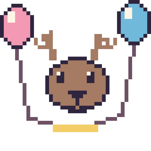 Modèle de pixel art Cerf avec des ballons sur une grille de 40 par 40 cases